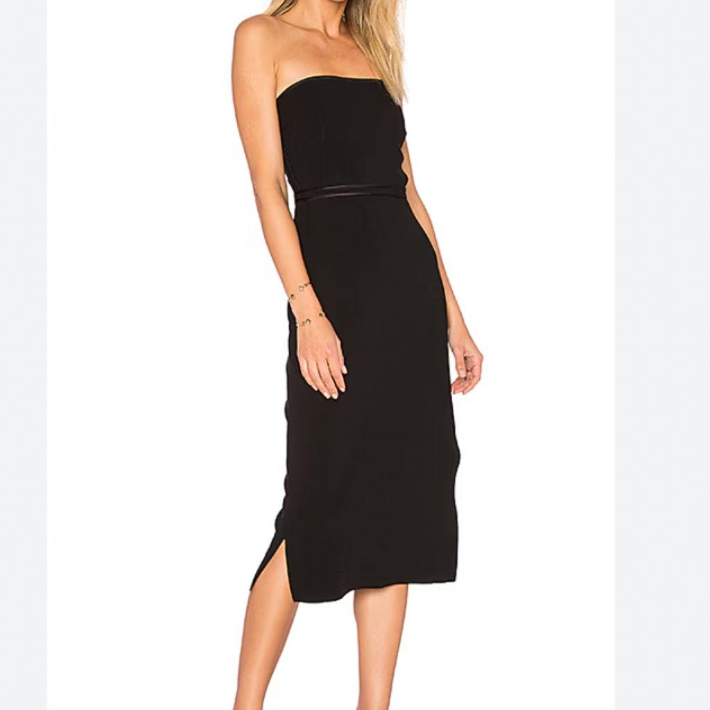 Elizabeth And James Black Strapless Midi Dress